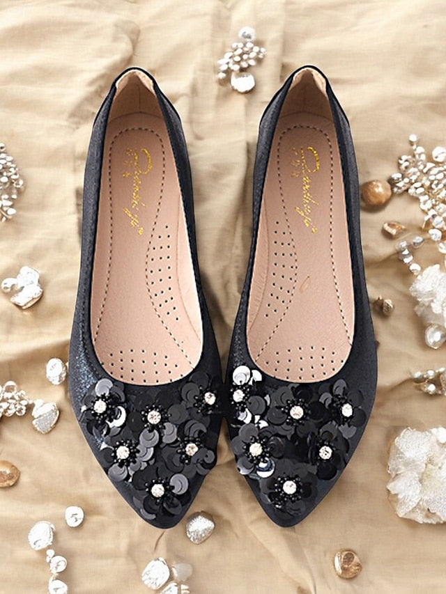 Foldable Women's Comfortable Embellished Flats Floral –