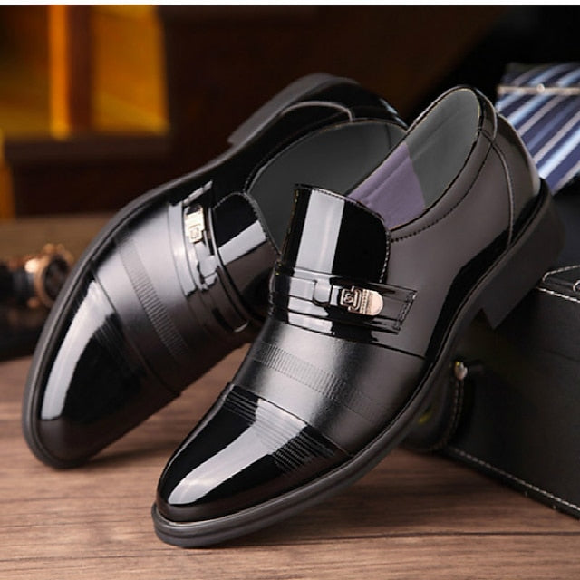 with Men's Brown Loafers Faux Leather Patent