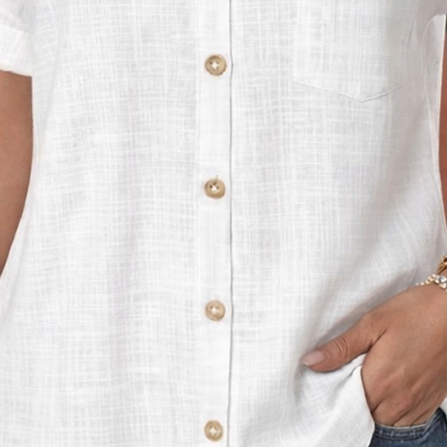 Women's 100% Cotton Shirt Linen Shirts Beach Shirt Button