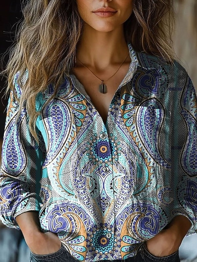 Women's Shirt Floral Graphic Paisley Elegant Stylish Retro