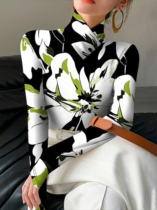 Women's T Shirt Print Tiered Floral Graphic Elegant Vintage