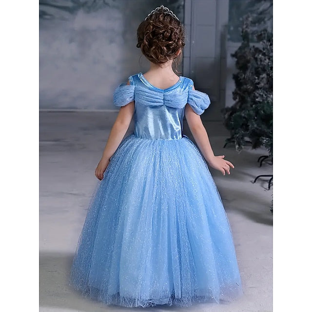 Theme Princess Tulle Girl Flower Dress Frozen Elsa Costume Party