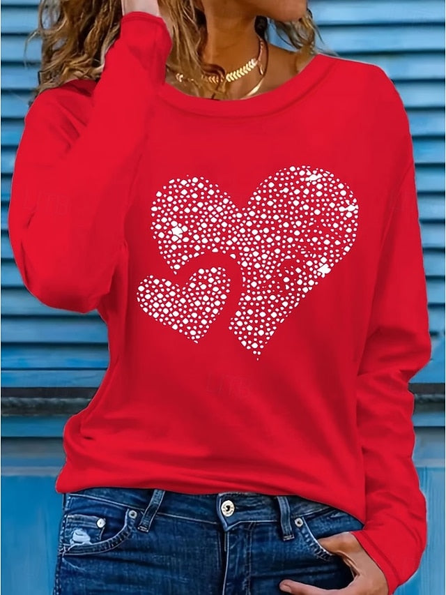 Valentine's Day Women's T Shirt Heart Graphic Vintage