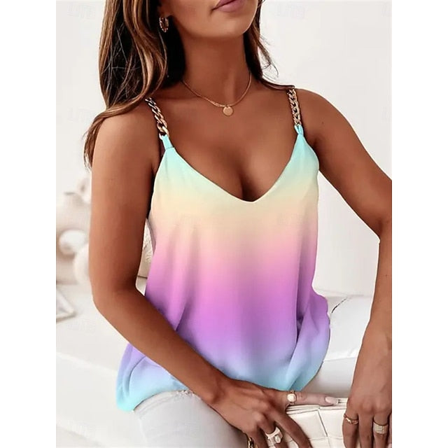 Women's Tank Top Print Ombre Floral Letter Bohemia Fashion