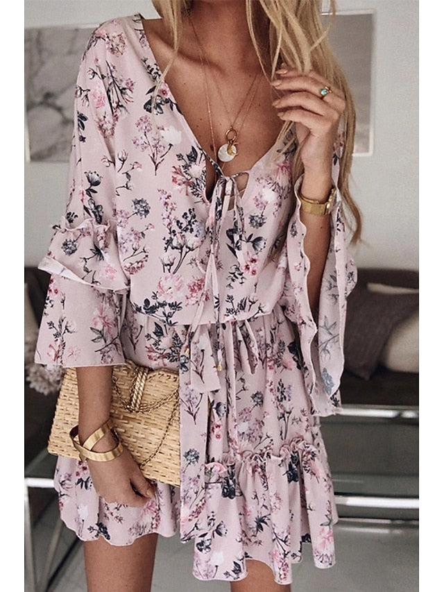 Women's Mini Dress Print Dress Peplum Dresses Fashion Daily