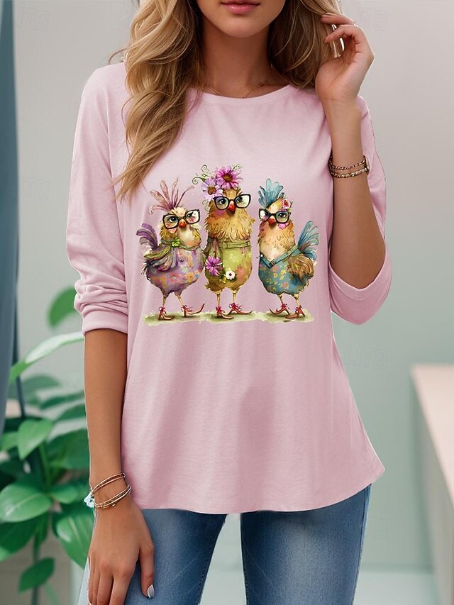 Women's T shirt Long Sleeve Tee 100% Cotton Daily Stylish