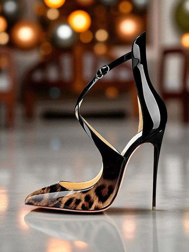 - Stiletto Patent Purple Women's Leather Heels Strappy