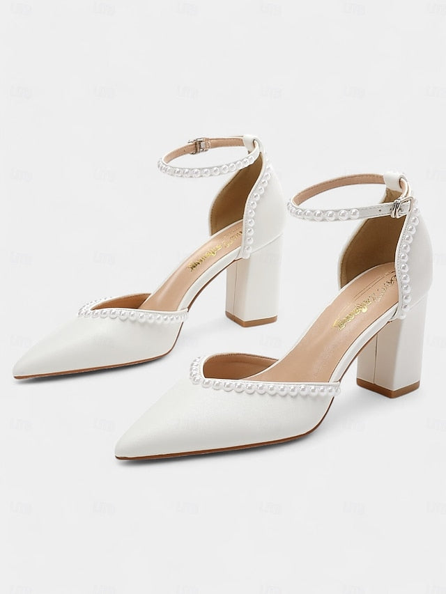 Wedding Women's Heels Elegant Pearl-Embellished