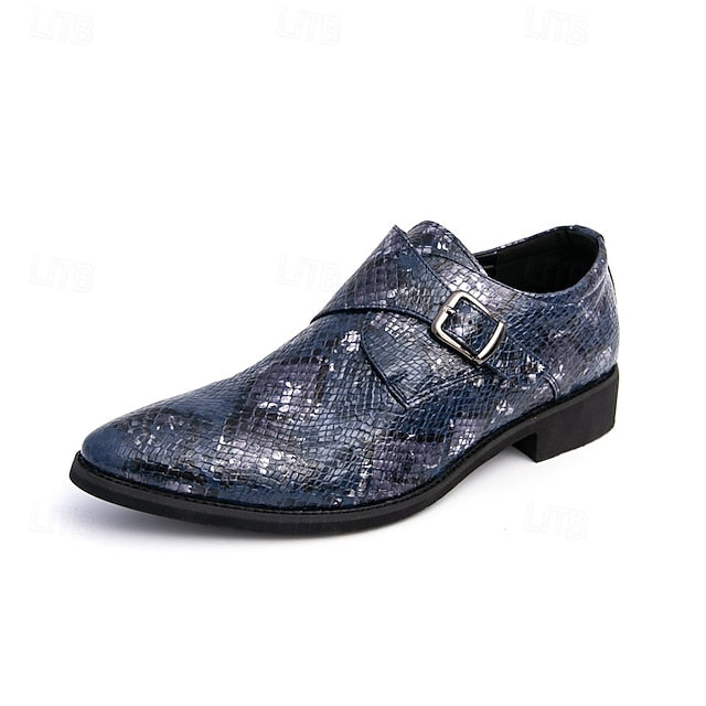 Shoes Monk Formal Classic – Snake Print Brown for Men Strap