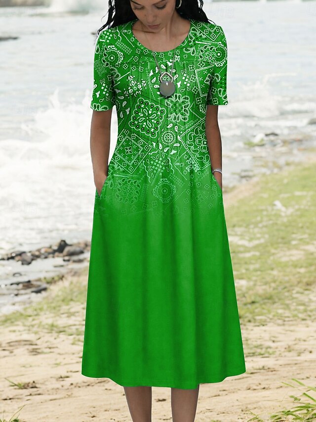 Women's Midi Dress T Shirt Dress Tee Dress A Line Dress