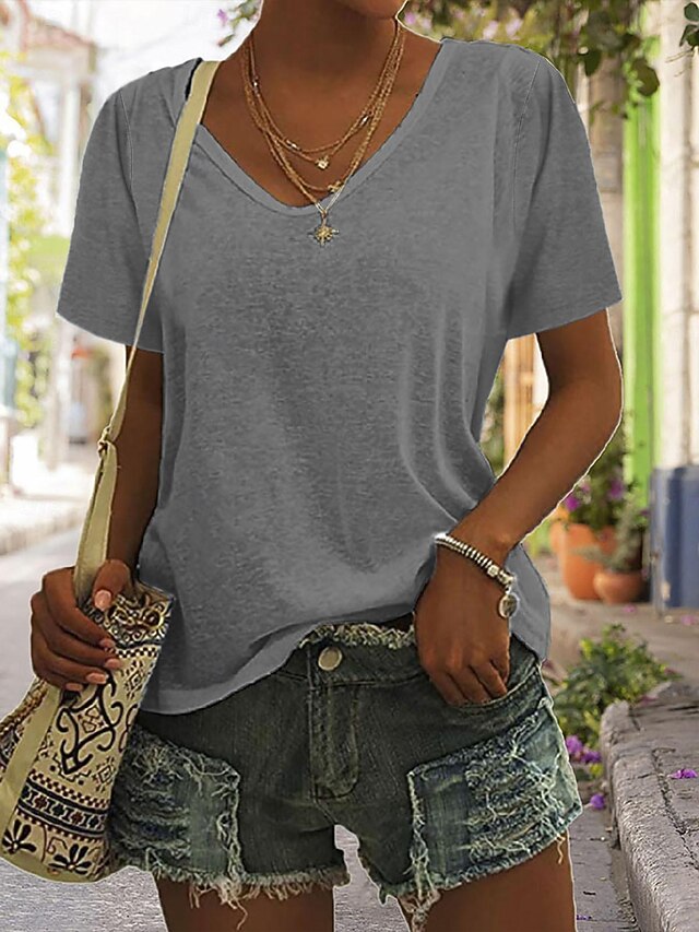 T shirt Tee Women's White Blue Green Plain Sexy Street