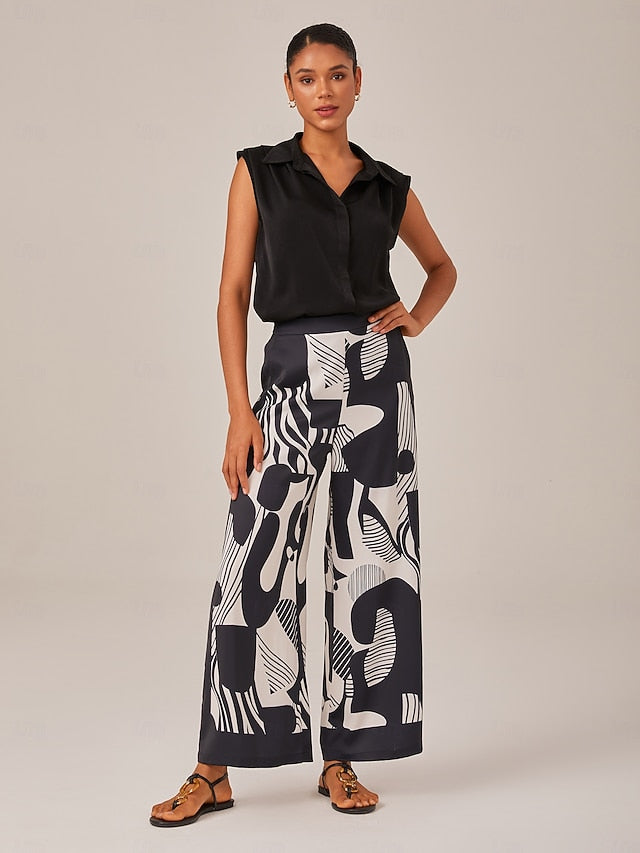 Satin Casual Solid Sleeveless Collared Shirt