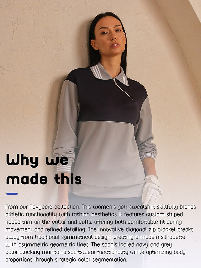 Women's Golf Pullover Sweatshirt Dark Grey Long Sleeve Top