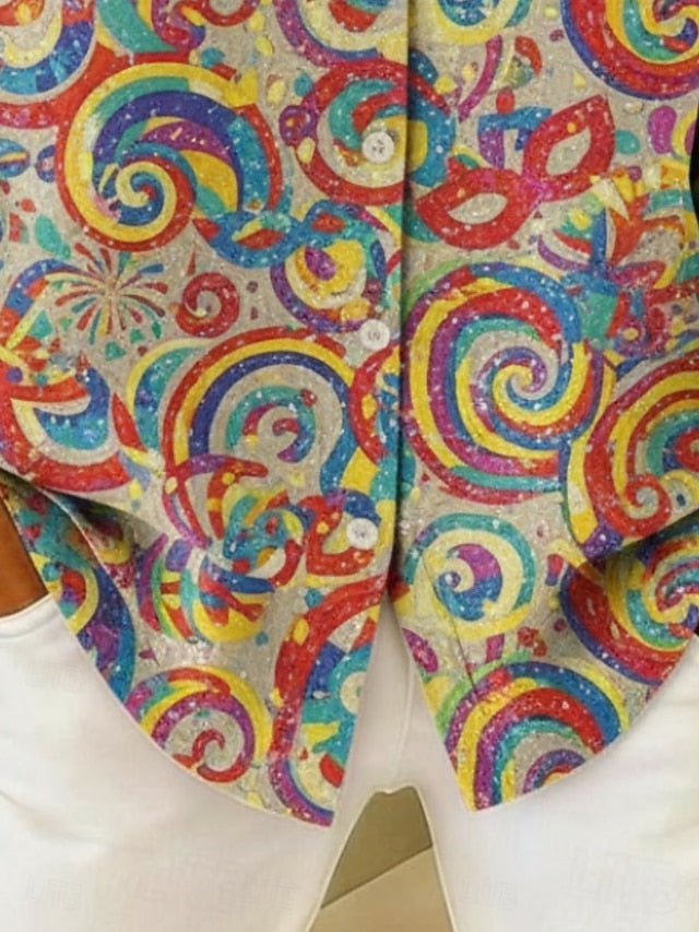 Women's Shirt Buttons Print Paisley Vintage Stylish Long