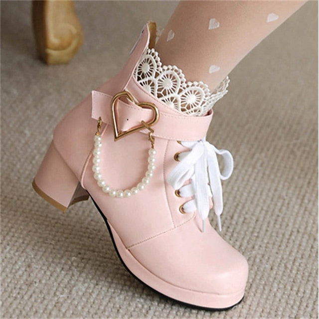 Boots Ankle Lace-Up Shoes Bridal White – Wedding Women's