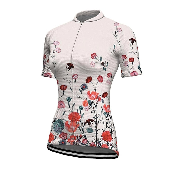 Women's Cycling Jersey Floral Botanical Short Sleeve Bike