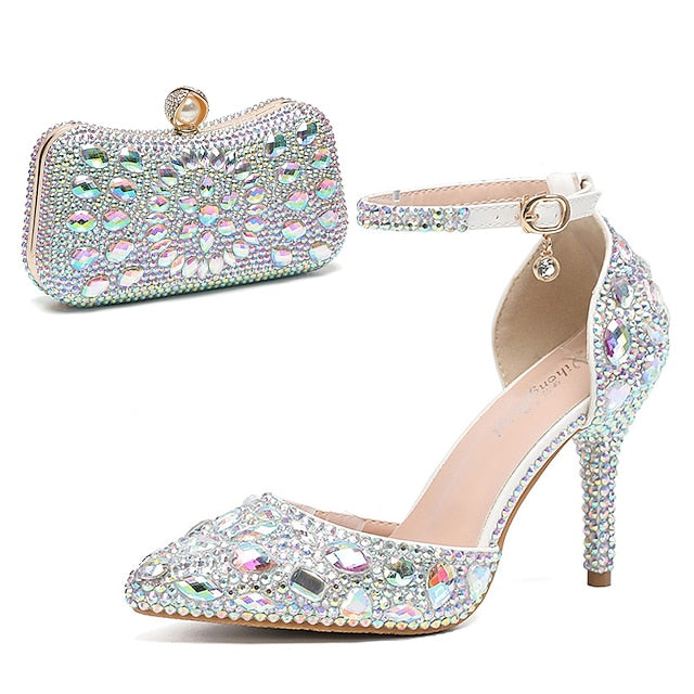 with Women's Wedding Heel Rhinestone High Multicolor Shoes