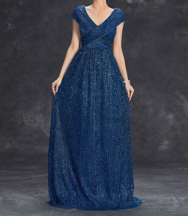 Dress Floor Party Neck Mother of Elegant V the Bride