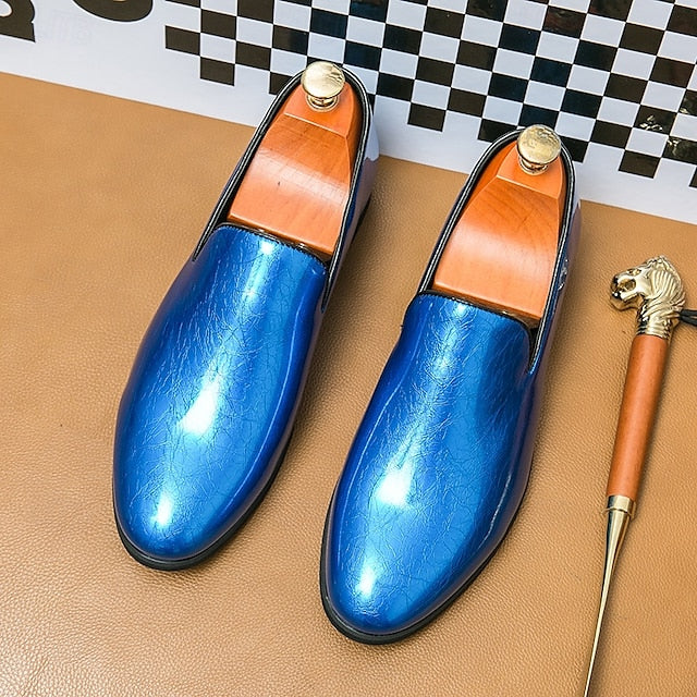 Men's Slip-On Gold Fashionable Metallic – Loafers Shiny