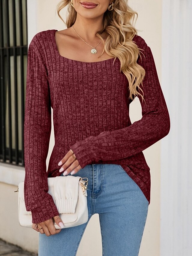 Women's Blouse Solid Color Stylish Casual Long Sleeve U