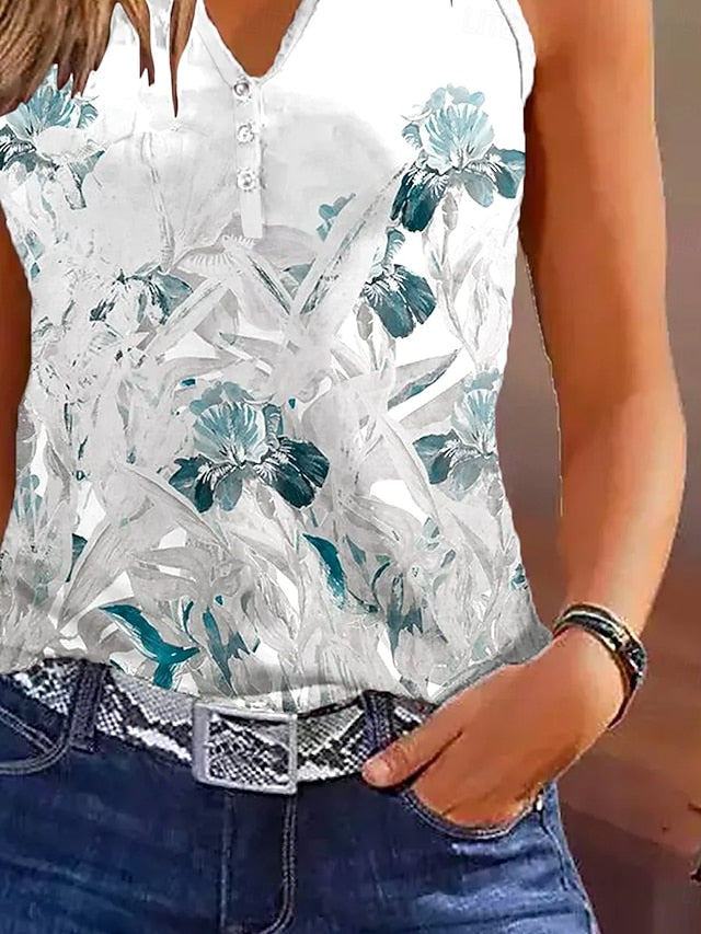 Women's Camisole Tank Top Ombre Floral Casual Sleeveless