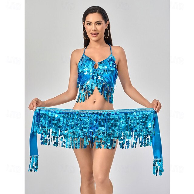 Samba Dancewear 2Pcs Women Belly Dance Dress Sequin Tassel Bra