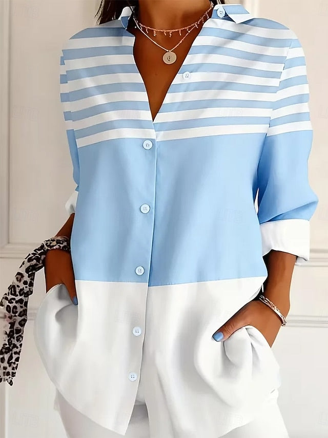 Women's Shirt Blouse Patchwork Buttons Print Graphic