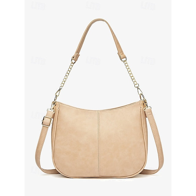 Sac bandoulière en cuir pour femme avec chaîne marron et doré