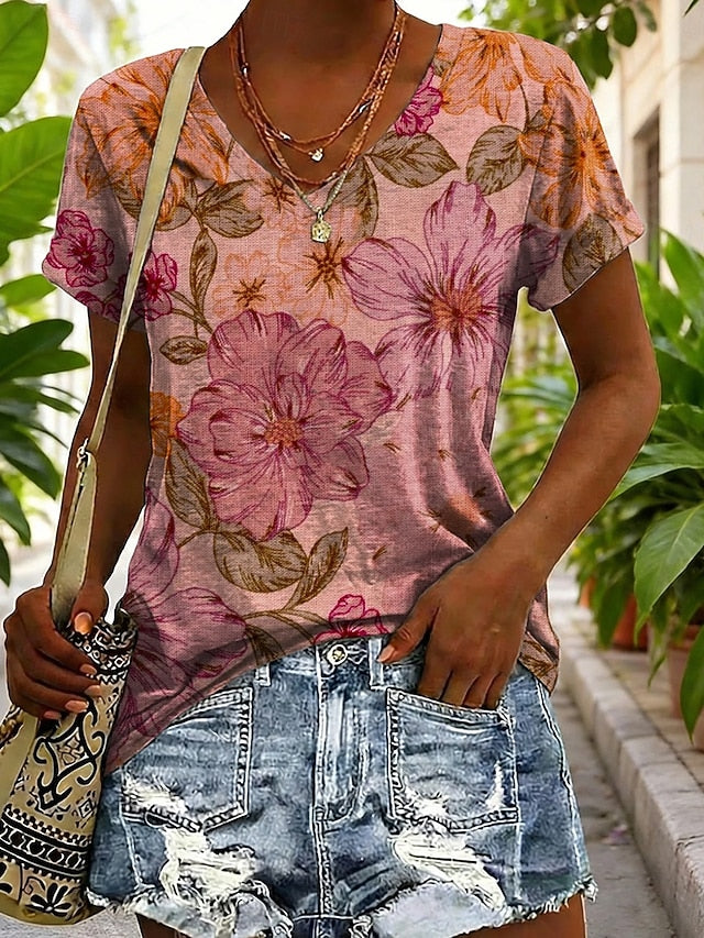 Women's T Shirt Print Graphic Geometric Abstract Vintage