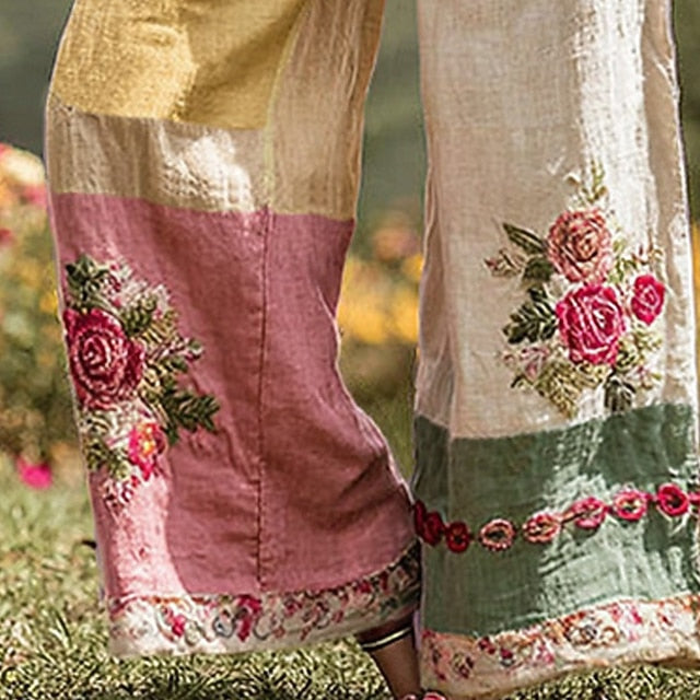 Women's Wide Leg Pants Trousers Palazzo Pants Vintage Boho