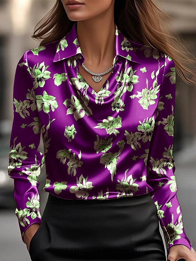 Women's Shirt Draped Floral Elegant Daily Cowl Neck Daily