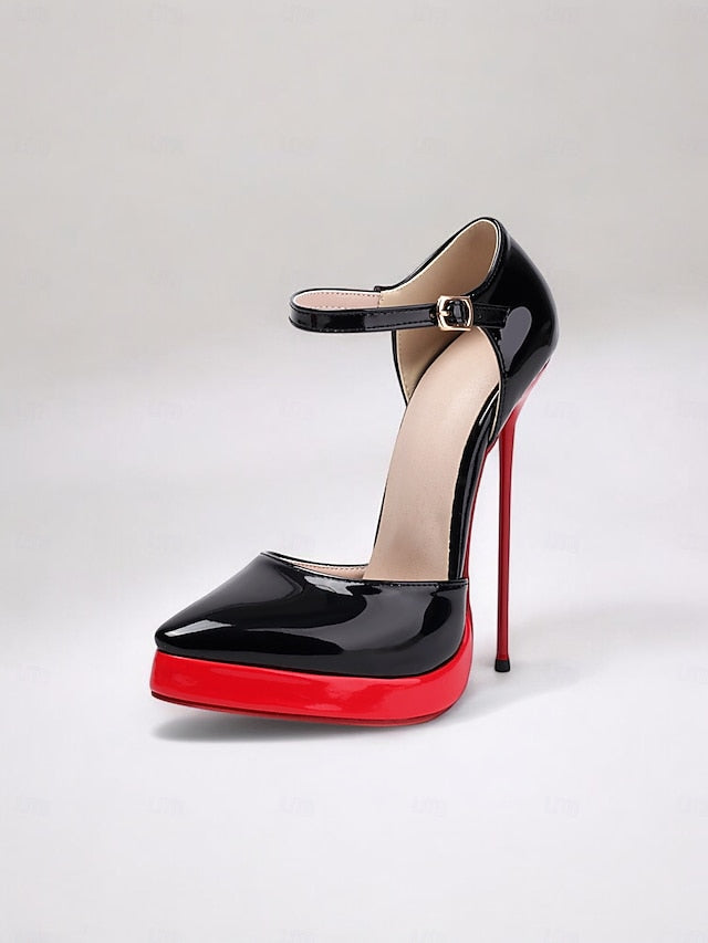Stiletto and Red Black Patent Platform Women's Leather