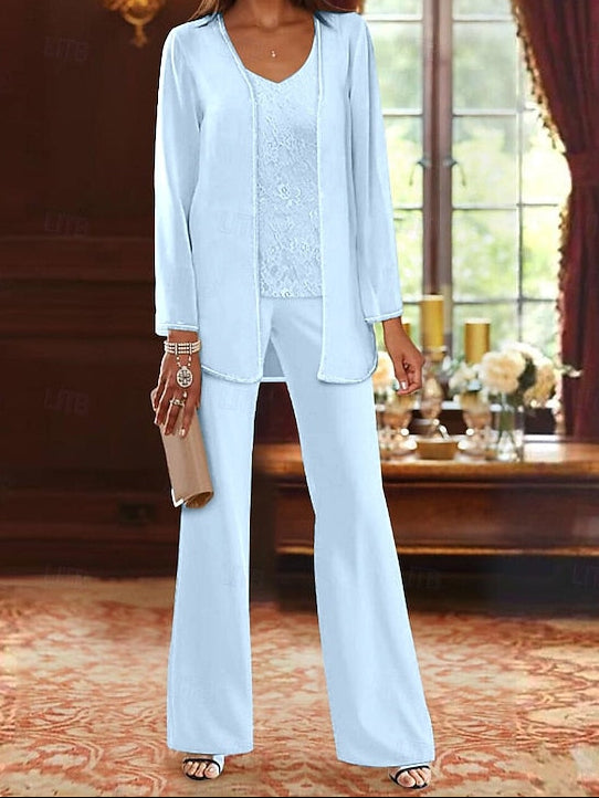 Piece Formal Bride 3 Beach Mother Wedding of the Pantsuit