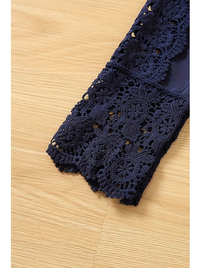 Women's Shirt Lace Plain Daily Stylish Casual Long Sleeve V