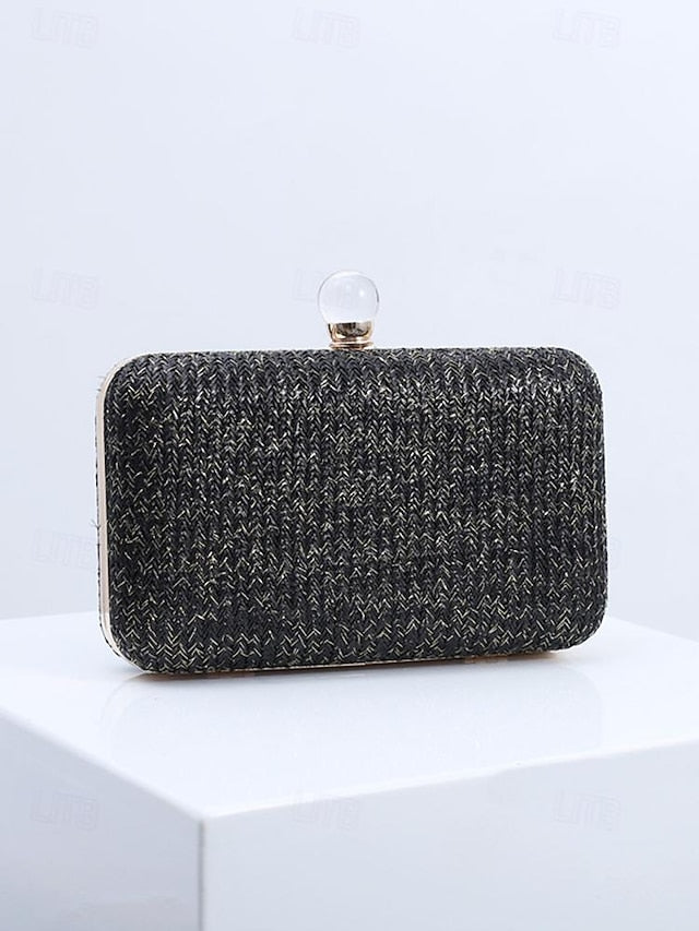 - Clasp Stylish Pearl with Purse Elegant Clutch Straw