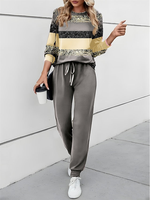 Women's 2 Pieces Sweatshirt Tracksuits Active Daily