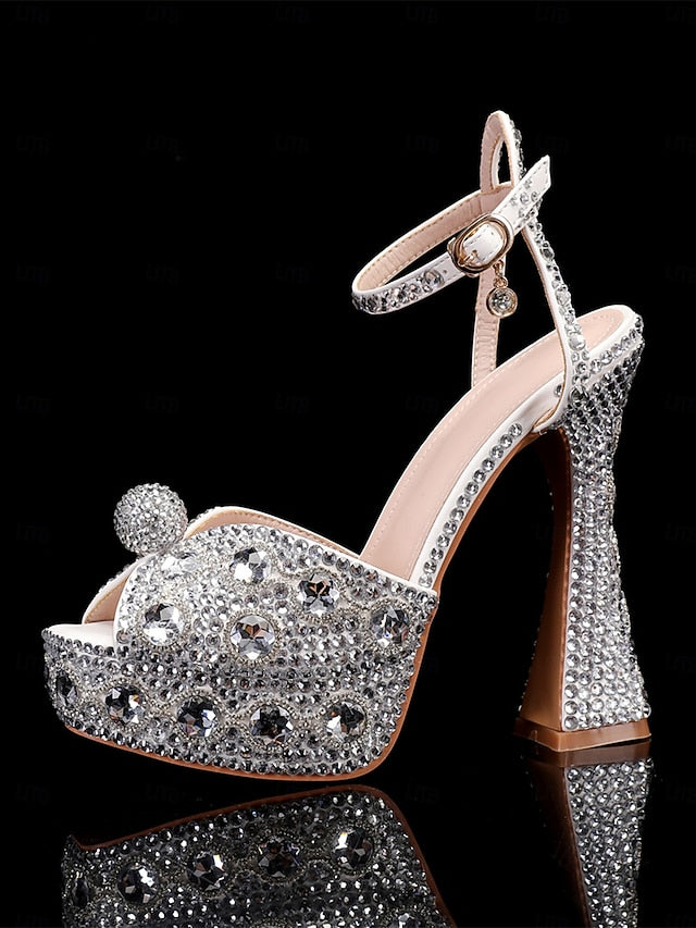 Glamorous Women's with Sandals Platform Crystal-Embellished