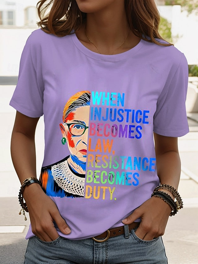 Women's T Shirt Print Graphic Letter Stylish Classic Casual