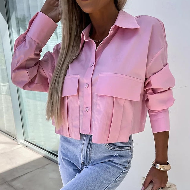 Women's Shirt Casual Shirt Button Up Shirt Blouse Pocket