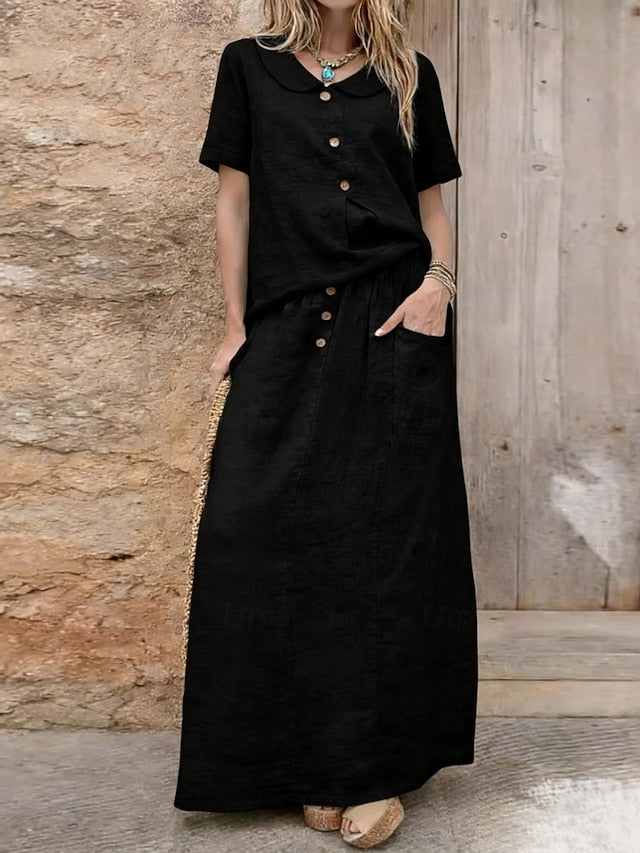 Women's Skirt Sets Bolero Top Short Sleeve Shirt Collar