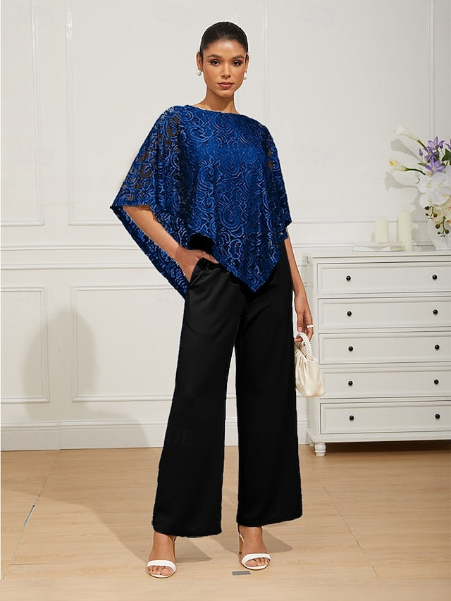 Women's Blouse Dressy Tops Lace Patchwork Layered Elegant