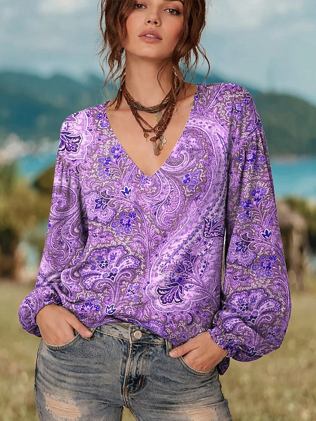 Women's Blouse Print Graphic Paisley Elegant Vintage