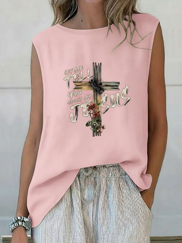 Women's Summer Tops Blouse Sleeveless Shirt Print Floral