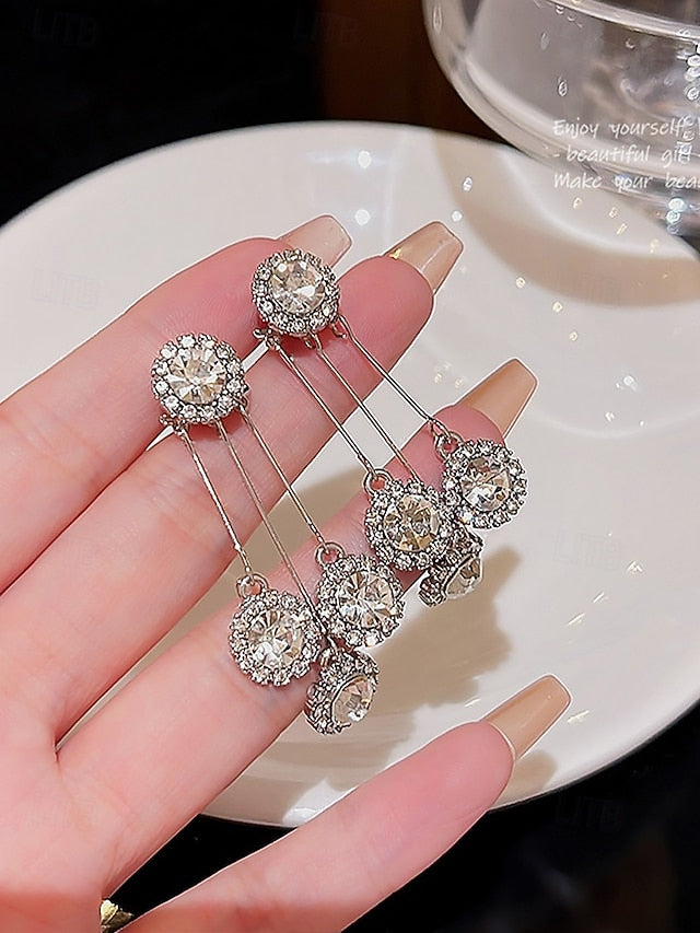 Sparkling Earrings Crystal Women – Dangle Elegant for