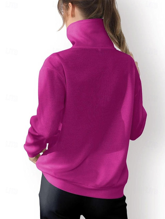 Women's Golf Pullover Sweatshirt Fuchsia Long Sleeve Top