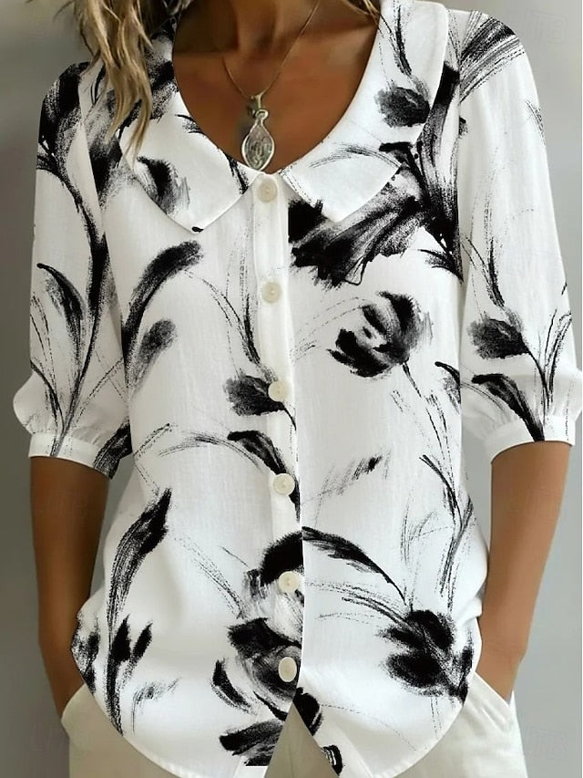 Women's Shirt Floral Graphic Vintage Stylish Peter Pan