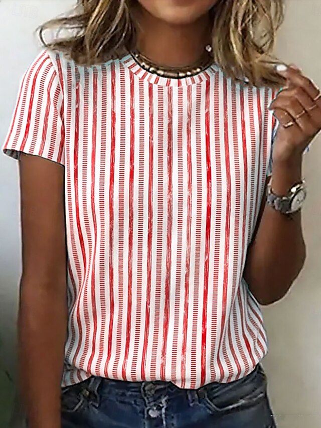 Women's T Shirt Print Striped Graphic Striped Bohemia