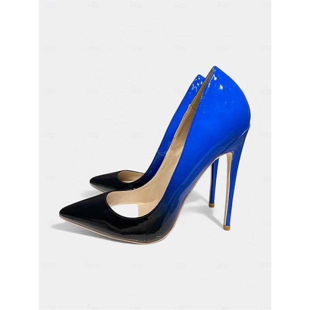 Black Women's Pointed Patent Leather Toe Pumps Green