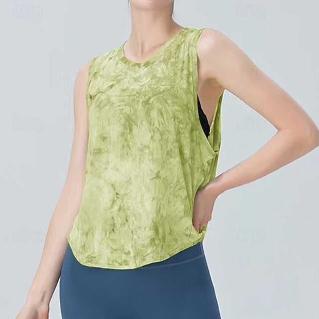 Women's Tie Dye Tank Top Workout Tops Loose Fit Elastic