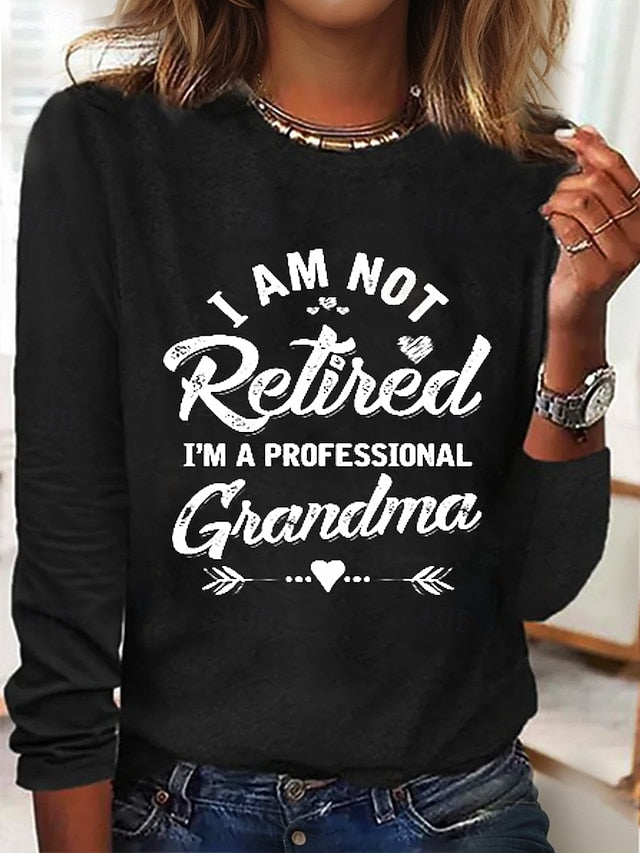 Women's T shirt Long Sleeve Letter Casual Long Sleeve Round